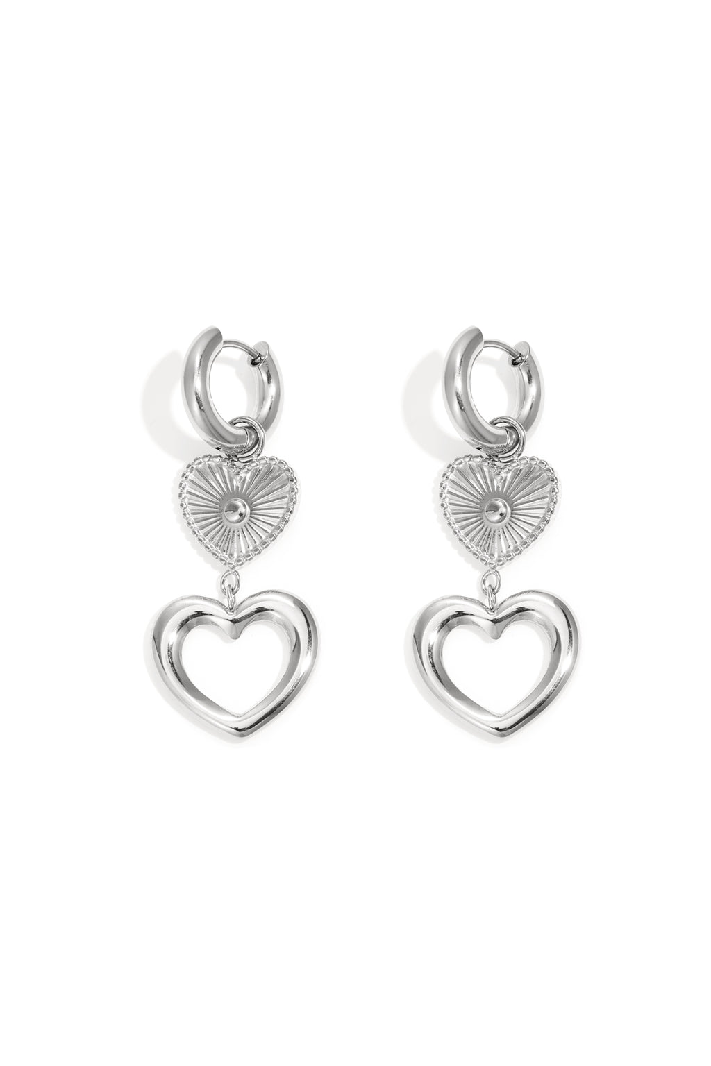 Boucles d'oreilles pendantes en acier inoxydable, style cœur, décontractées, simples et quotidiennes, bijoux pour femmes
