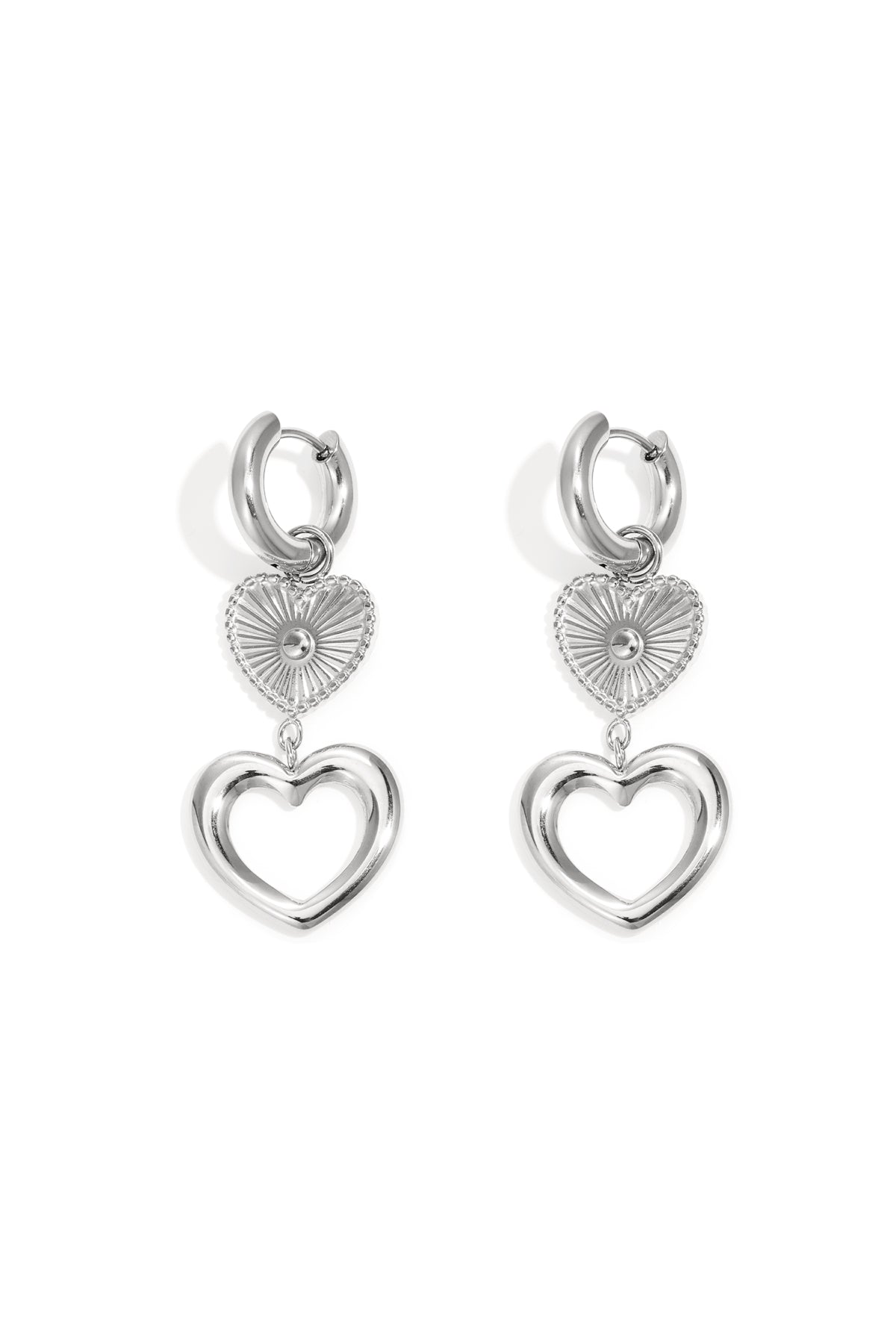 Boucles d'oreilles pendantes en acier inoxydable, style cœur, décontractées, simples et quotidiennes, bijoux pour femmes
