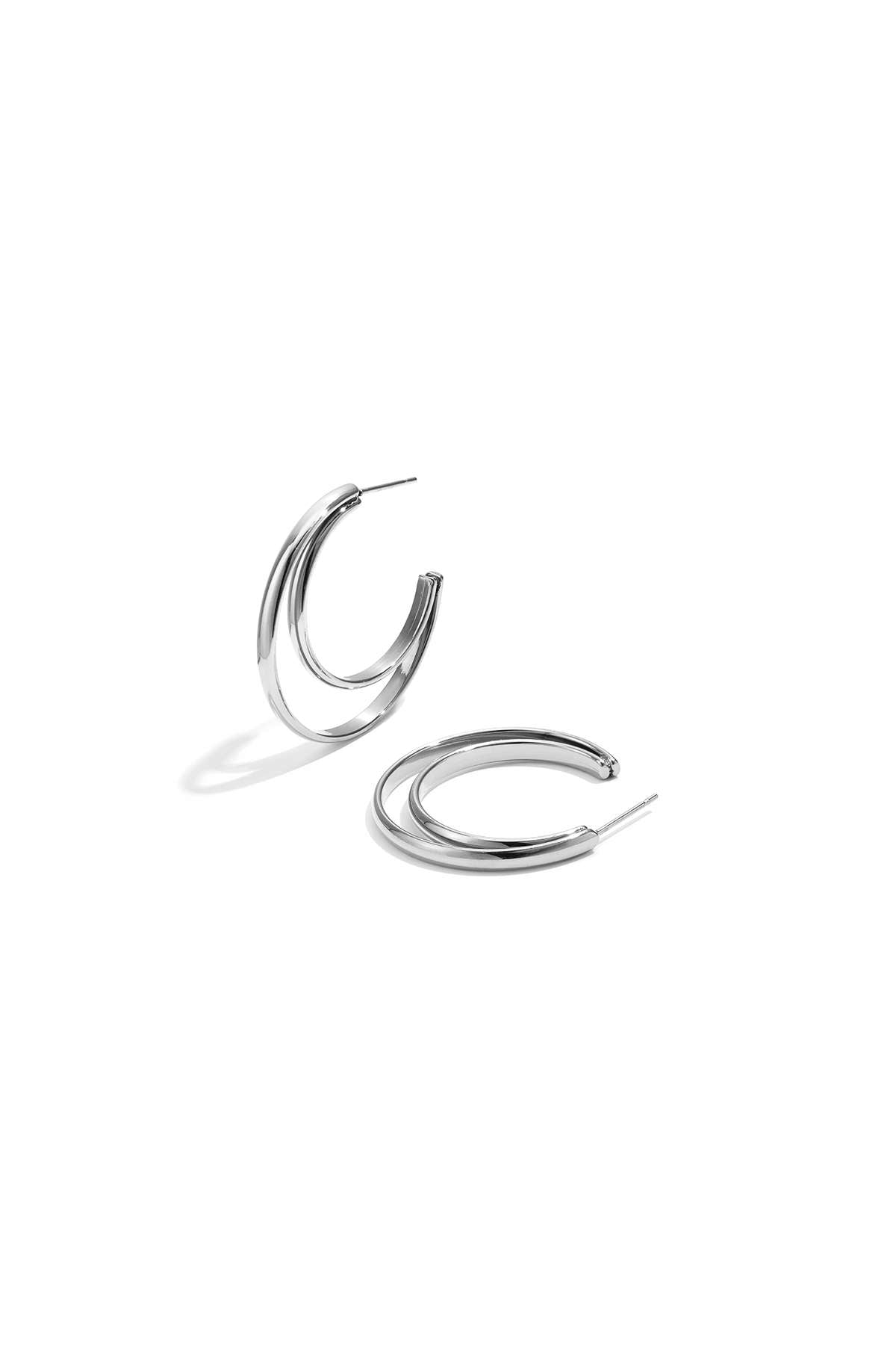 Boucles d'oreilles créoles en acier inoxydable, style simple et quotidien, collection de bijoux pour femmes