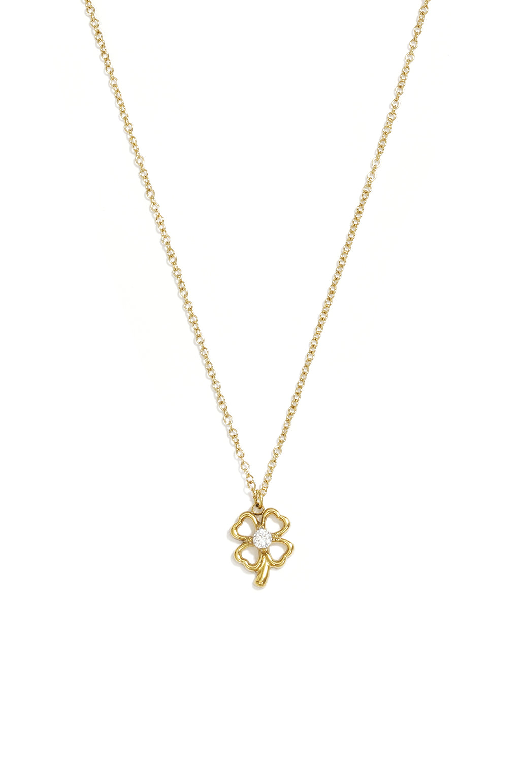 Colliers pendentifs en acier inoxydable plaqué or 14 carats, collection Clover Casual Simple