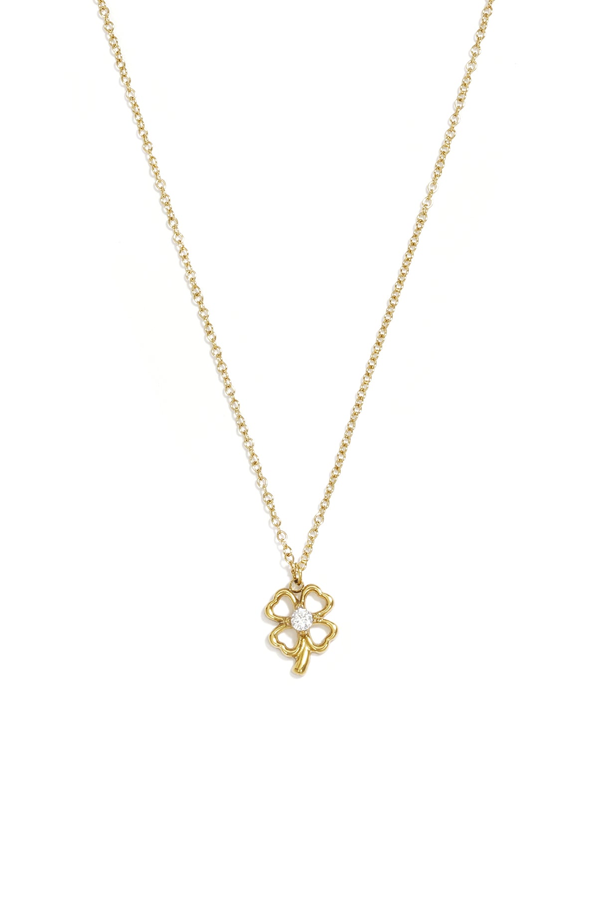 Colliers pendentifs en acier inoxydable plaqué or 14 carats, collection Clover Casual Simple