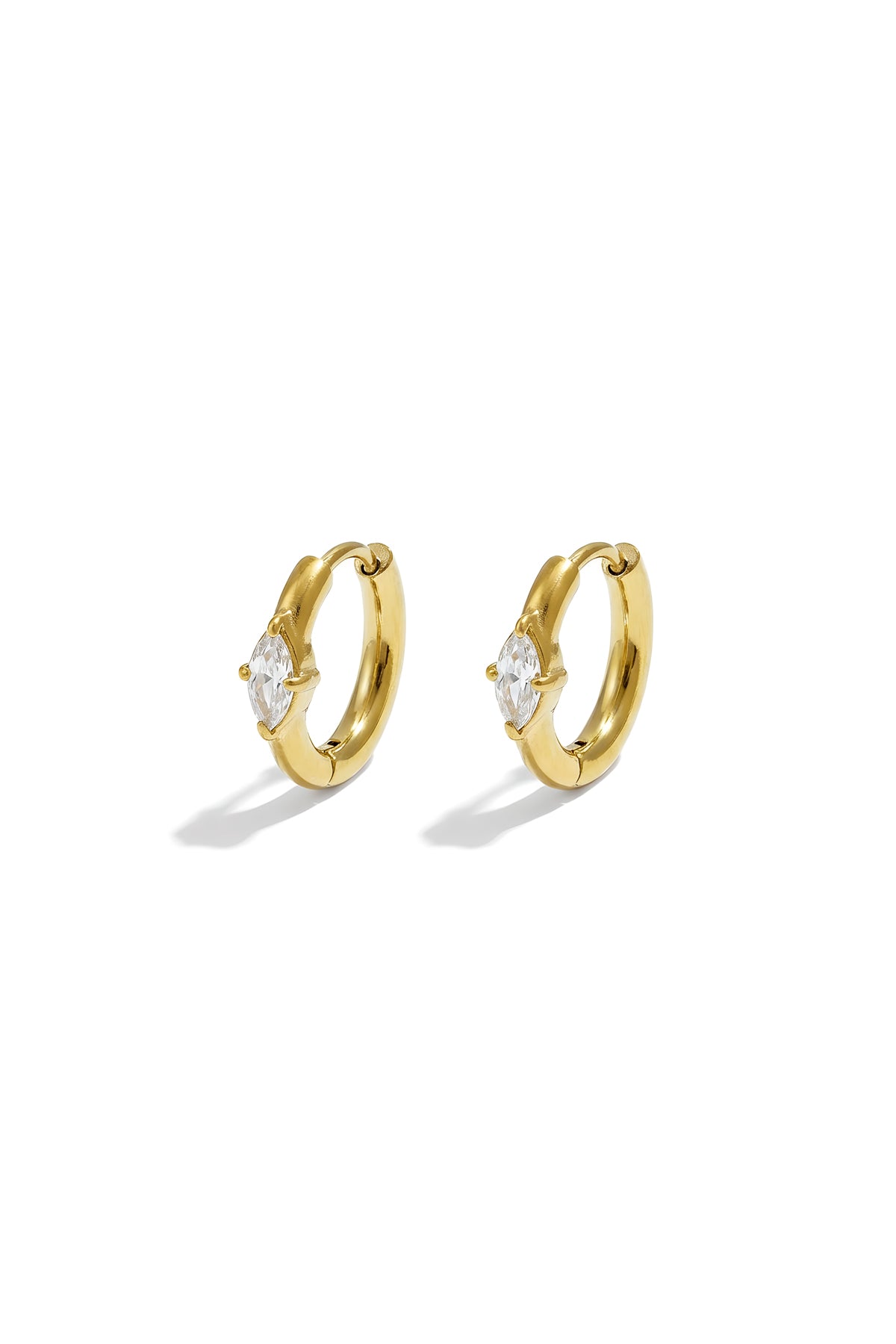 Petites boucles d'oreilles avec pierre en forme de marquise