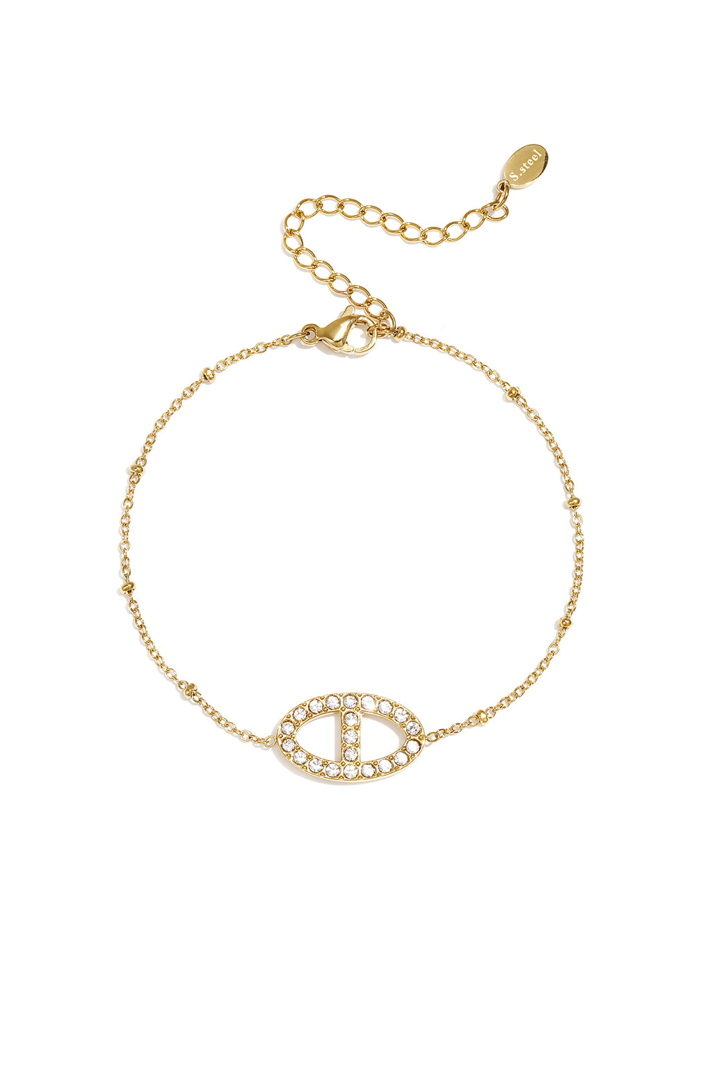Bracelet orné de pierres ovales acier inoxydable