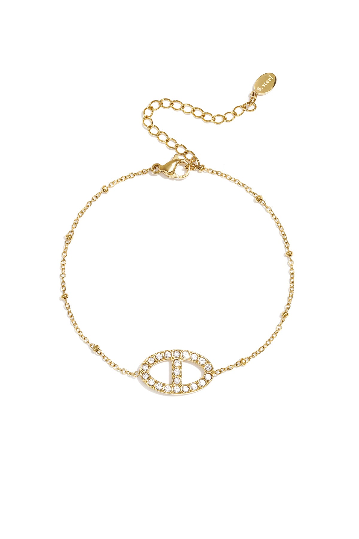 Bracelet orné de pierres ovales acier inoxydable