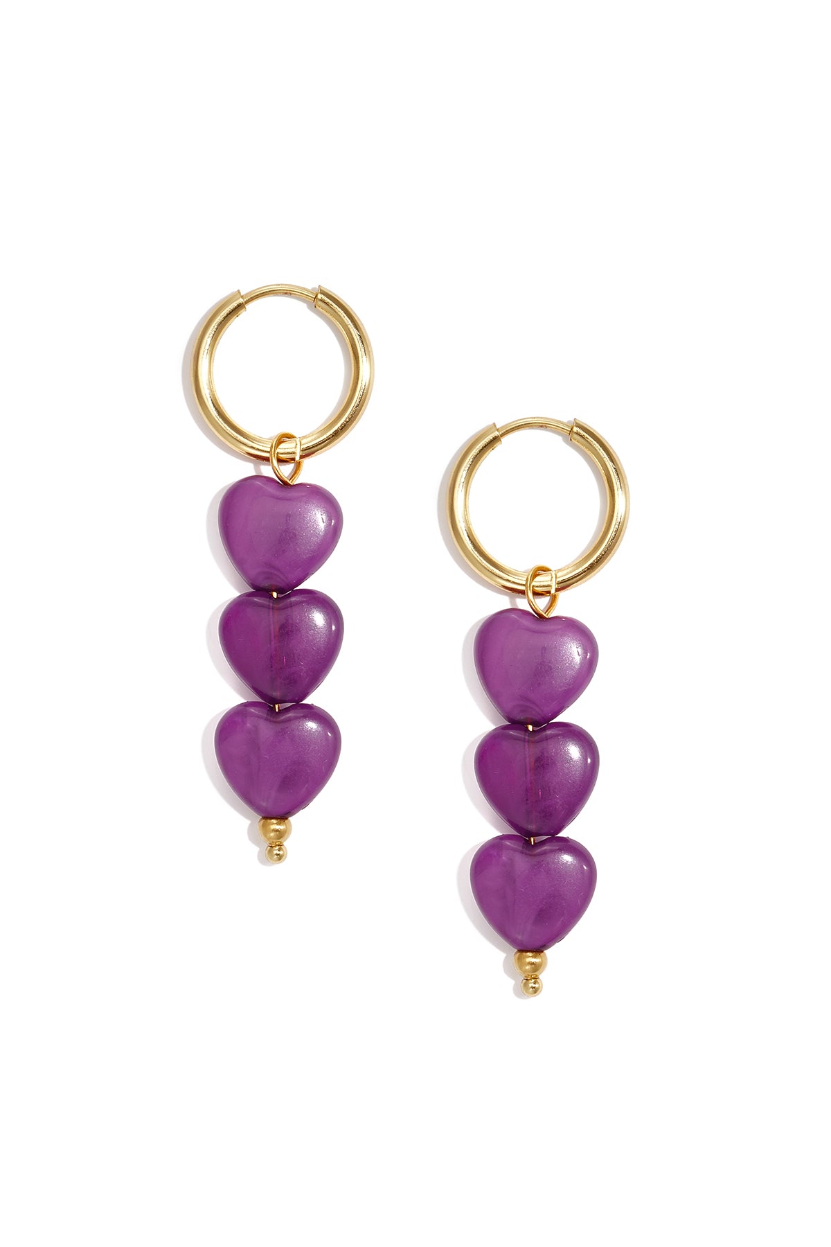 Boucles d'oreilles en perles d'acier inoxydable en forme de cœur, collection Daily Simple, bijoux pour femmes