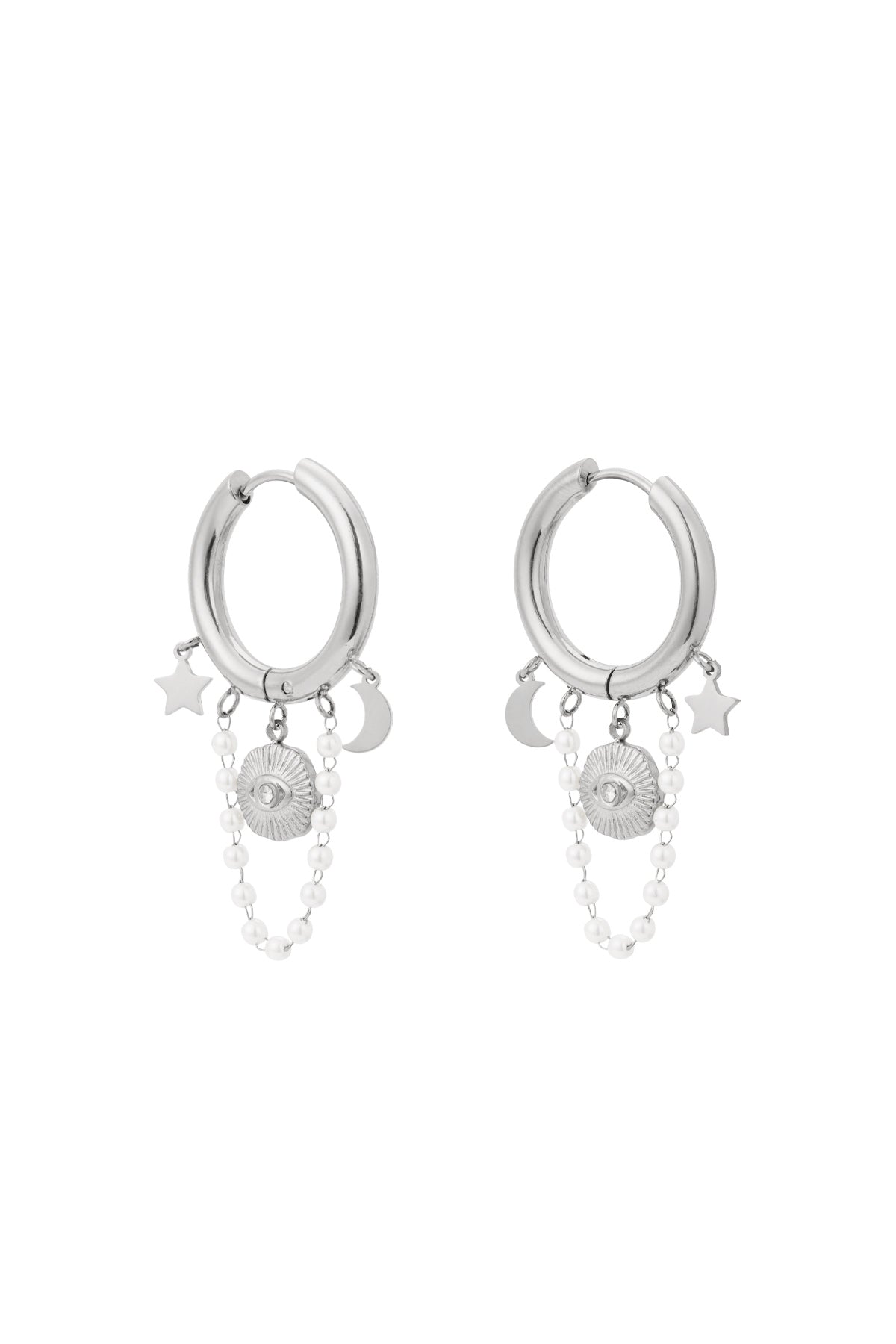 Boucles d'oreilles lune en perles