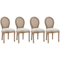 Lot de 4 chaises de Salle à Manger - Chaise de Salon médaillon Style Louis XVI - Bois Massif sculpté, patiné