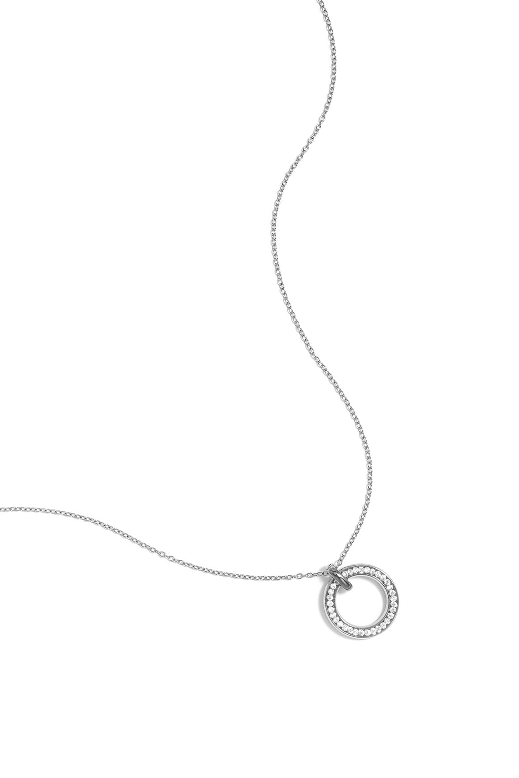 Collier avec cercle incrusté acier inoxydable