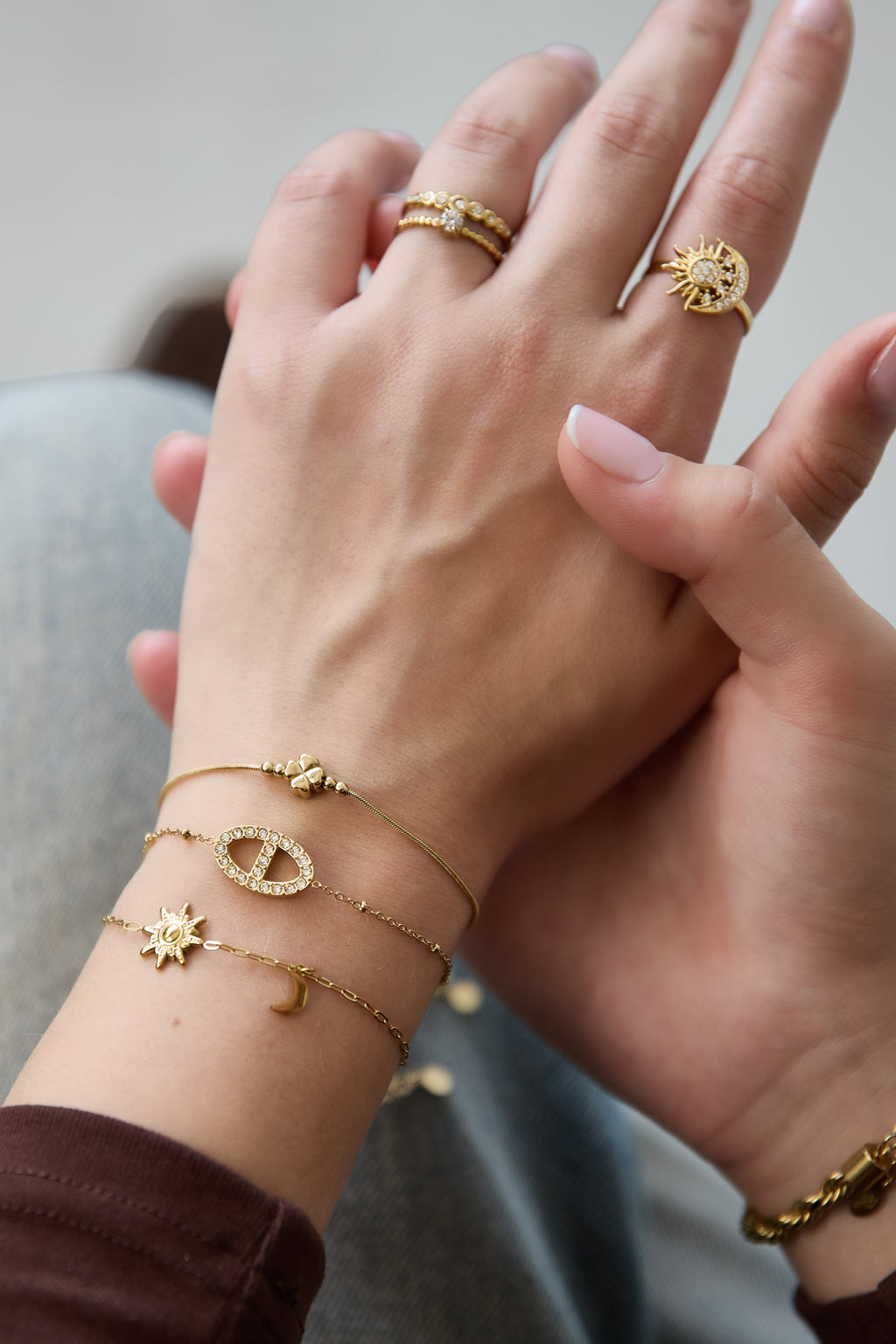 Bracelet orné de pierres ovales acier inoxydable