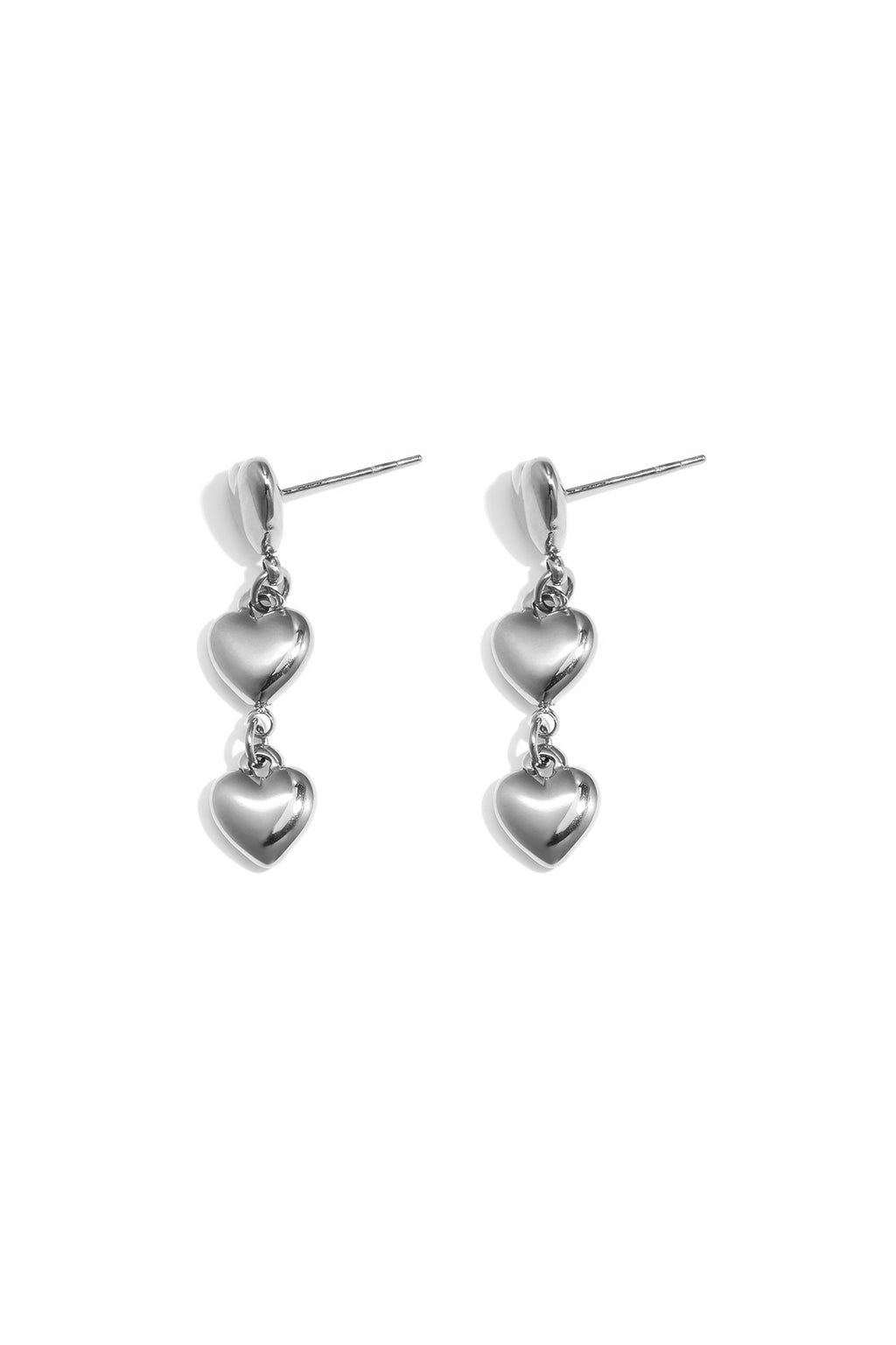 Boucles d'oreilles avec 3 cœurs pendants