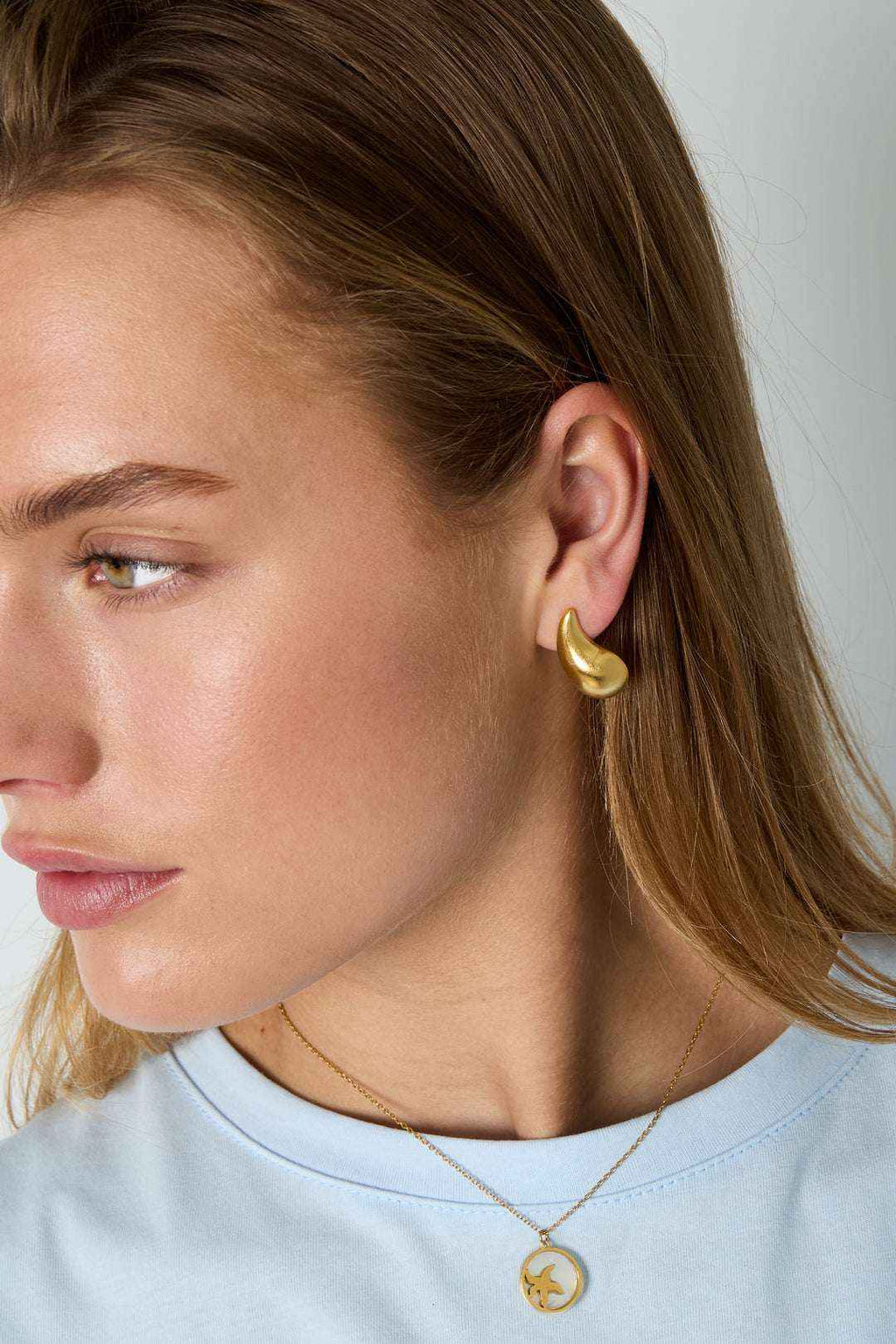 Boucles d'Oreilles Pendantes Gouttelette - Acier Inoxydable Doré Femme