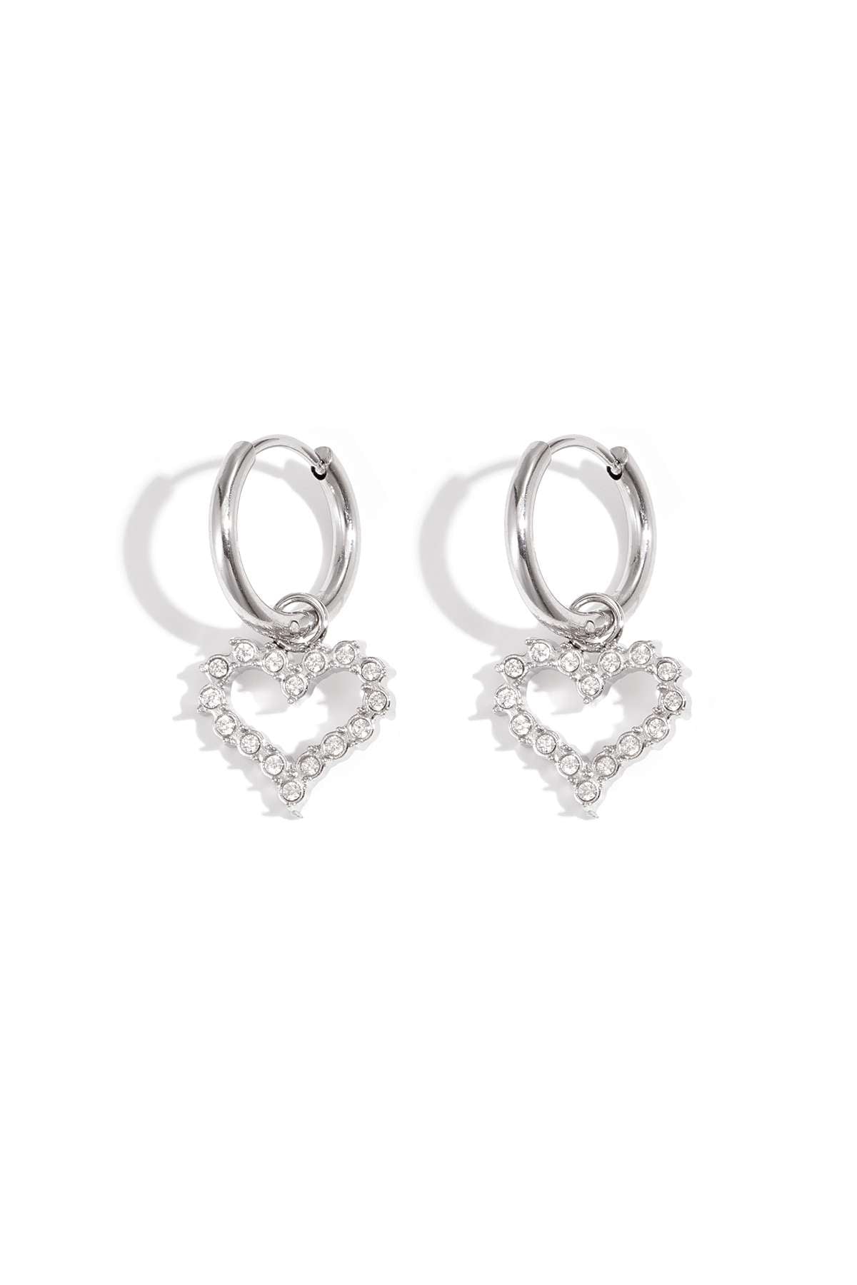 Boucle d'oreille coeur en strass