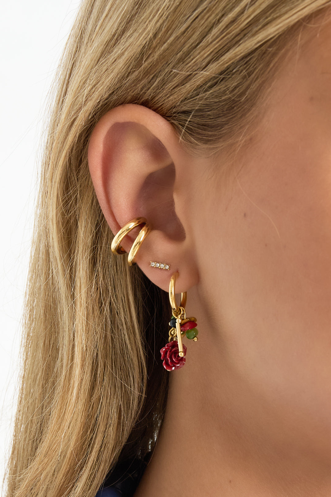 Boucles d'oreilles en acier inoxydable, lignes Simple Daily Simple Series, bijoux pour femmes