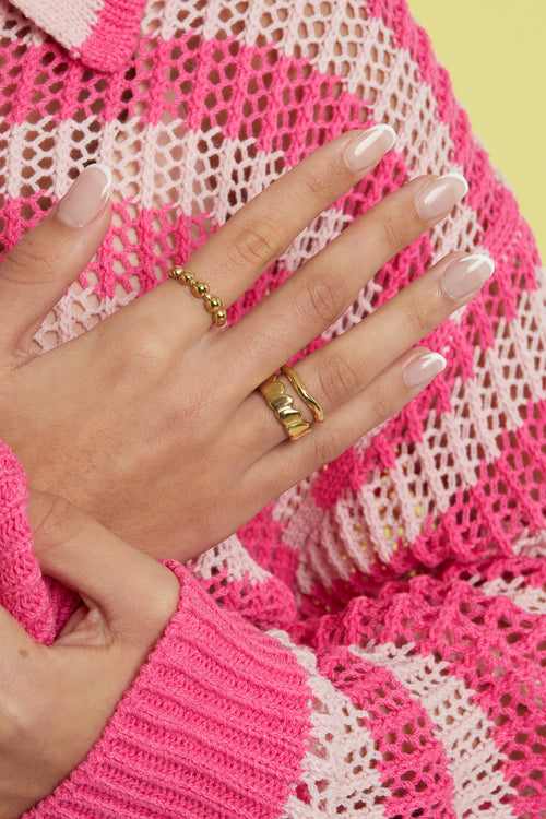 Bague imposante en forme de cœur acier inoxydable