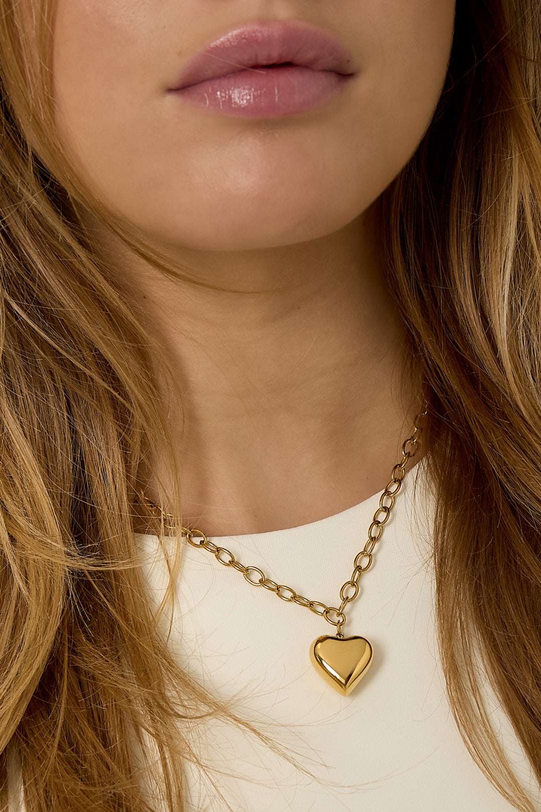 Colliers pendentifs en acier inoxydable en forme de cœur