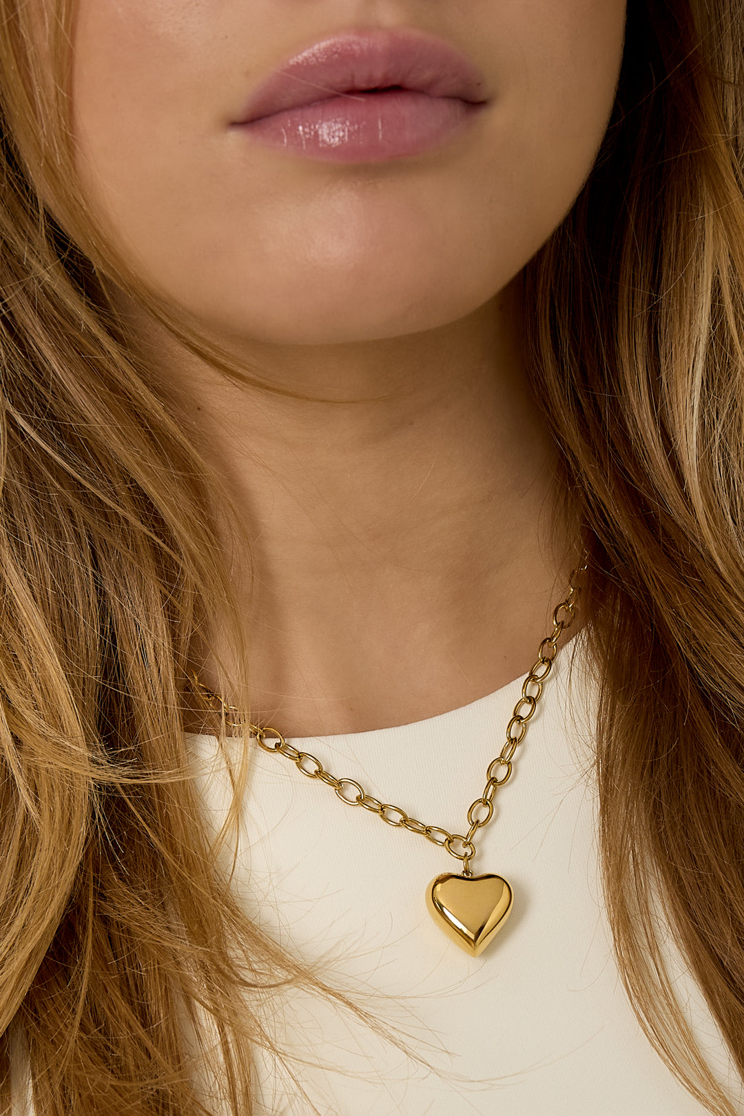 Colliers pendentifs en acier inoxydable en forme de cœur