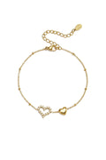 Bracelet Breloque Cœur Plaqué Or 14 Carats & Zircon - Luxe Accessible & Éclat Quotidien Femme