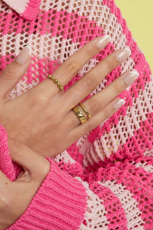 bague imposante en acier inoxydable forme de coeur elegante