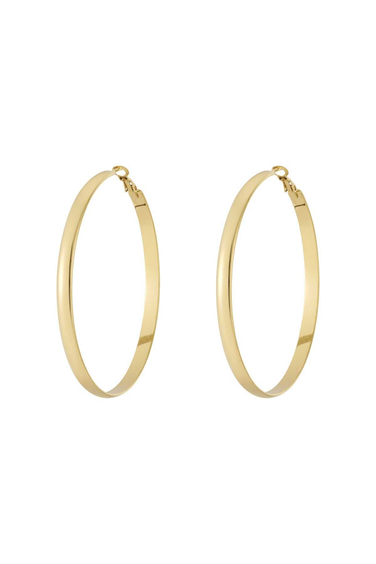 Boucles d'oreilles créoles épaisses en acier inoxydable argent et or
