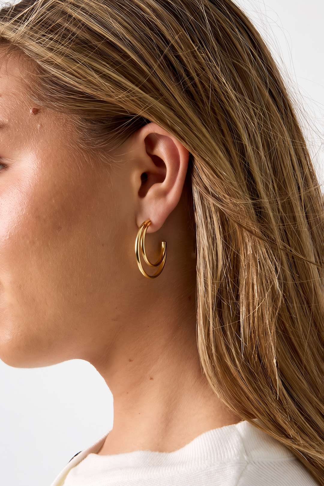 Boucles d'oreilles créoles en acier inoxydable, style simple et quotidien, collection de bijoux pour femmes