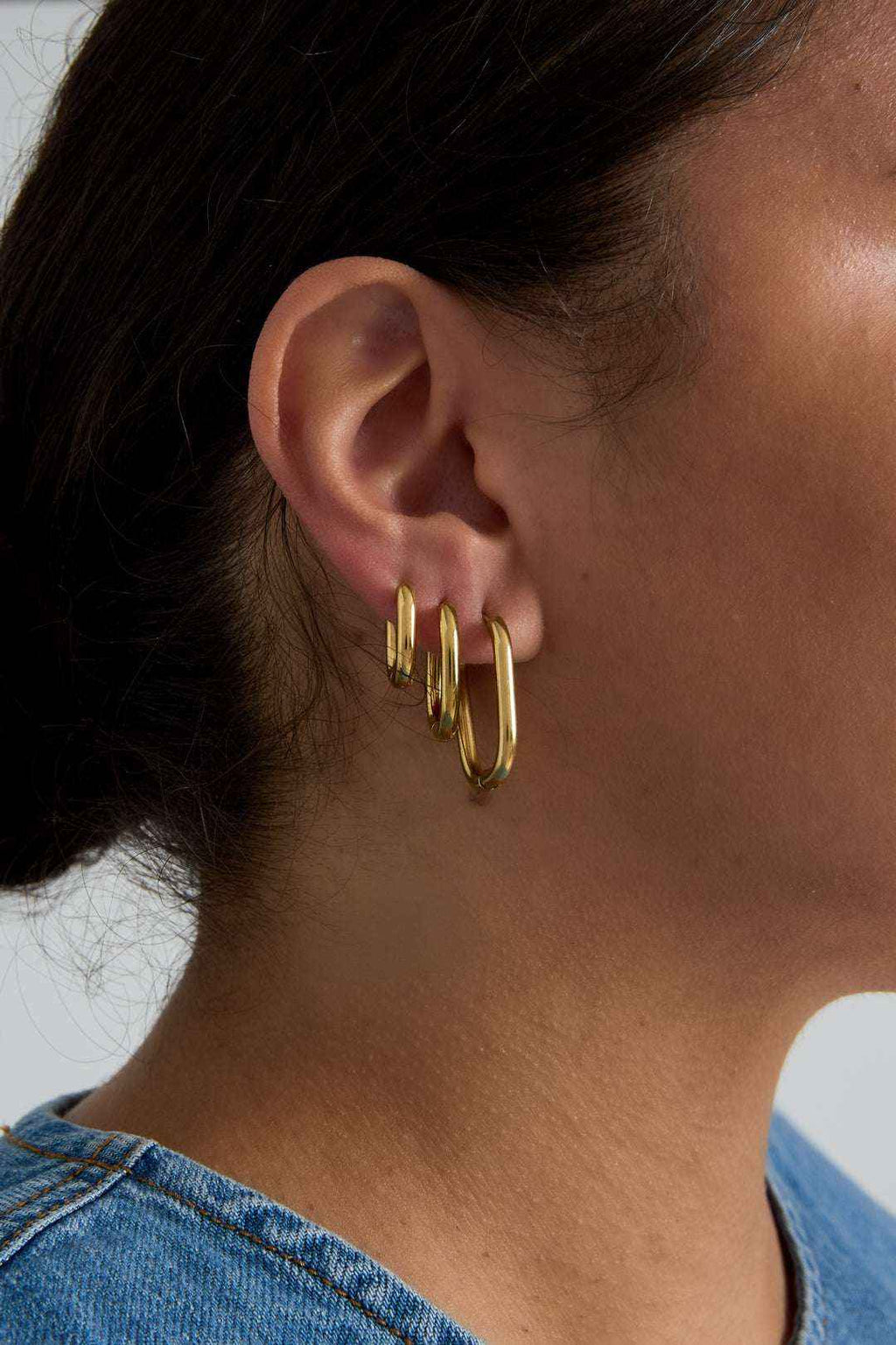 Kit 3 Paires Boucles d'Oreilles Géométriques - Acier Inoxydable Or & Argent Femme