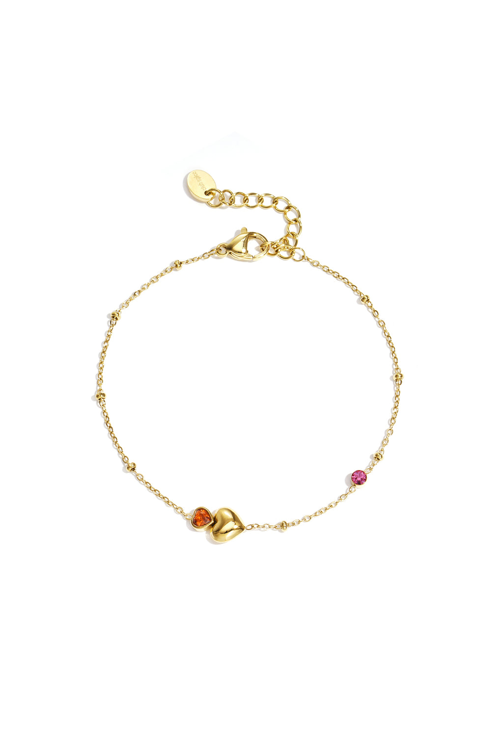 Bracelet orné de cœurs, de pierres colorées