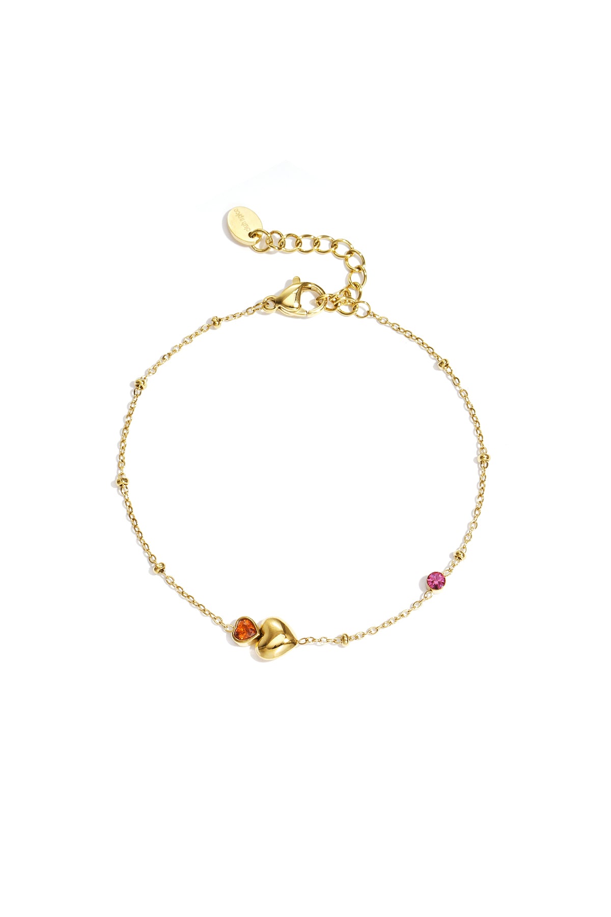 Bracelet orné de cœurs, de pierres colorées