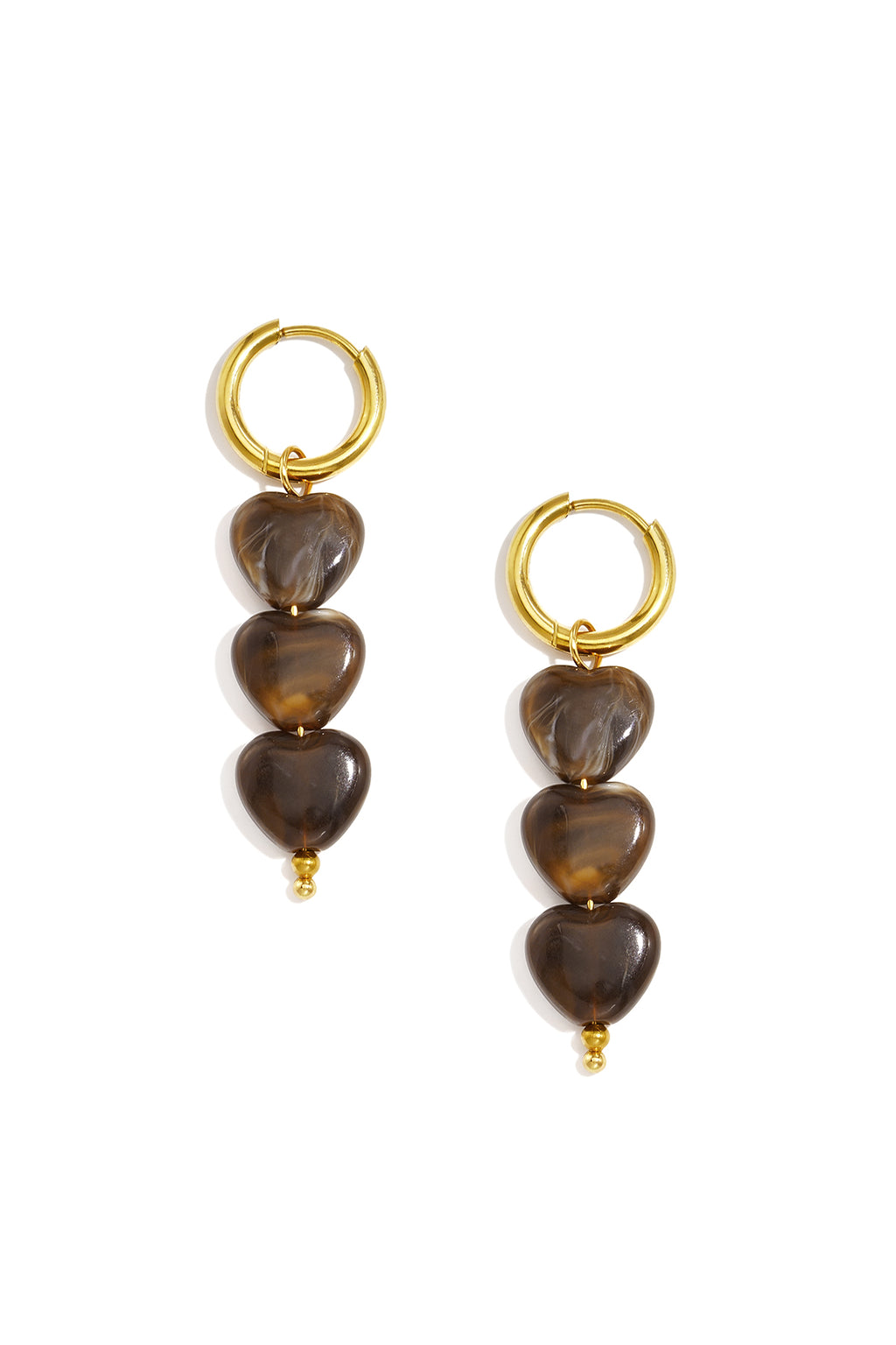 Boucles d'oreilles en perles d'acier inoxydable en forme de cœur, collection Daily Simple, bijoux pour femmes