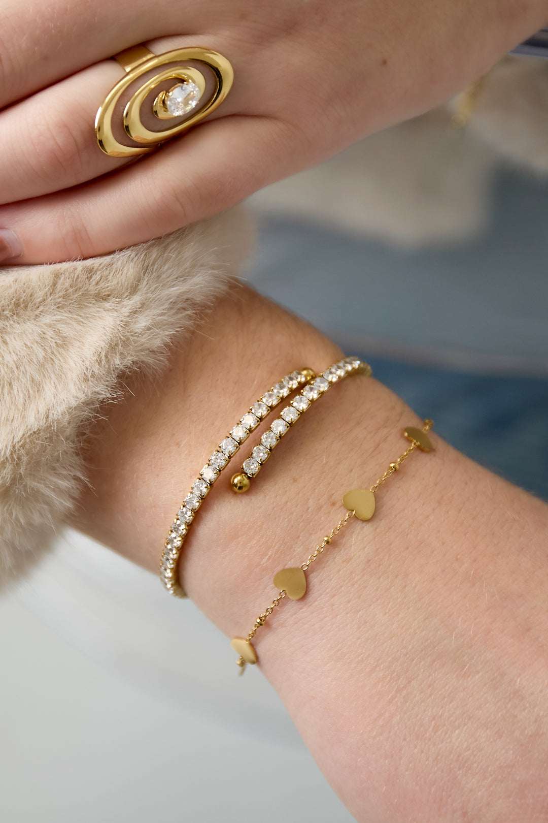 Bracelets manchettes en acier inoxydable, style décontracté