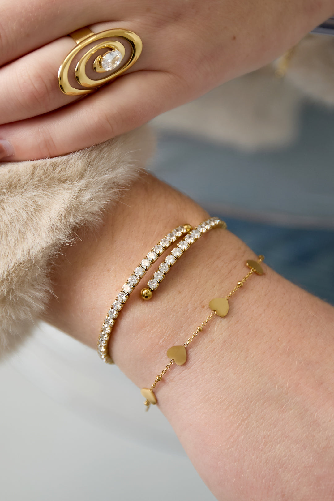 Bracelets manchettes en acier inoxydable, style décontracté