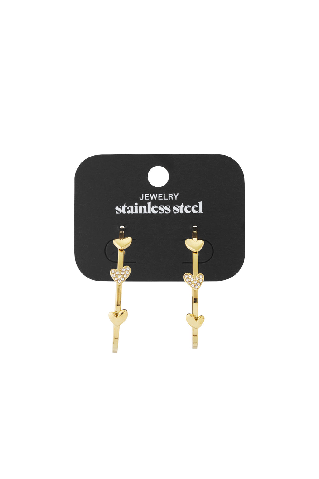 Jolies boucles d'oreilles créoles avec 3 coeurs