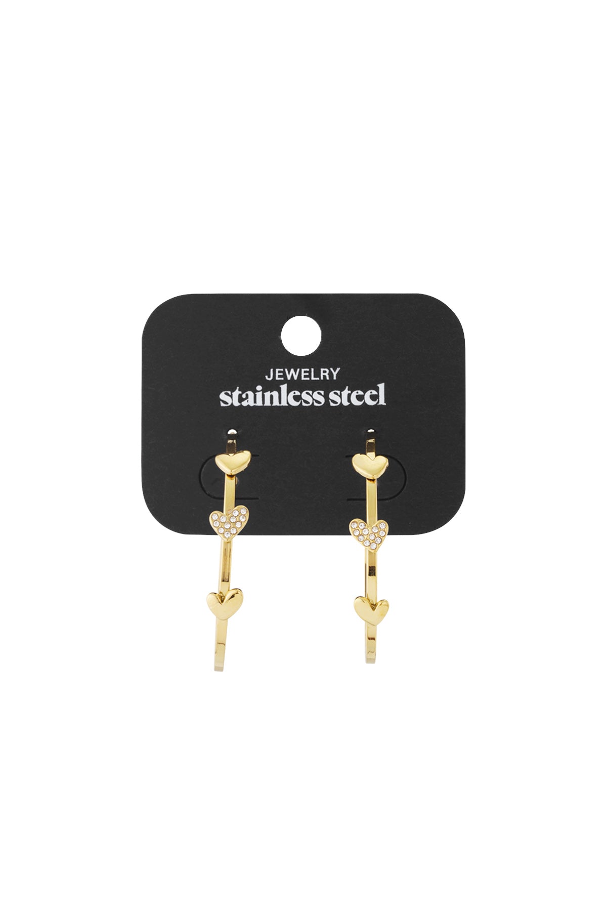 Jolies boucles d'oreilles créoles avec 3 coeurs