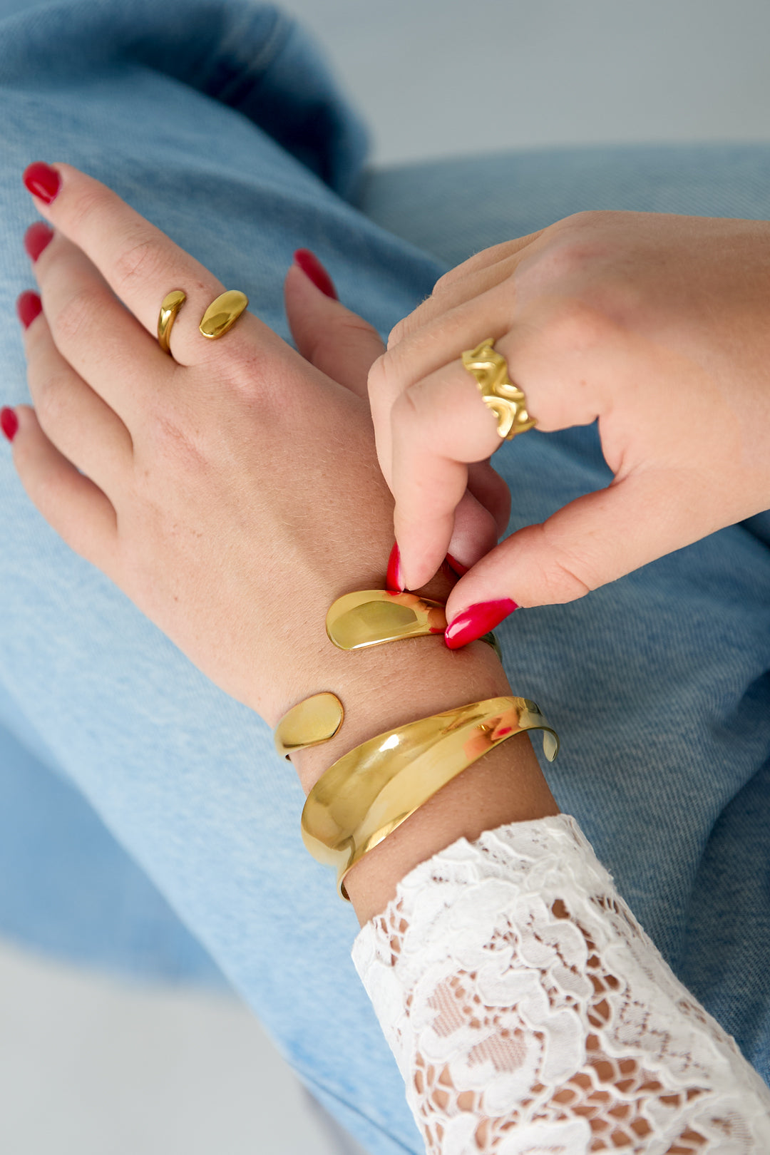 Bracelet manchette en acier inoxydable, forme irrégulière, collection Simple Daily Simple, bijoux pour femmes