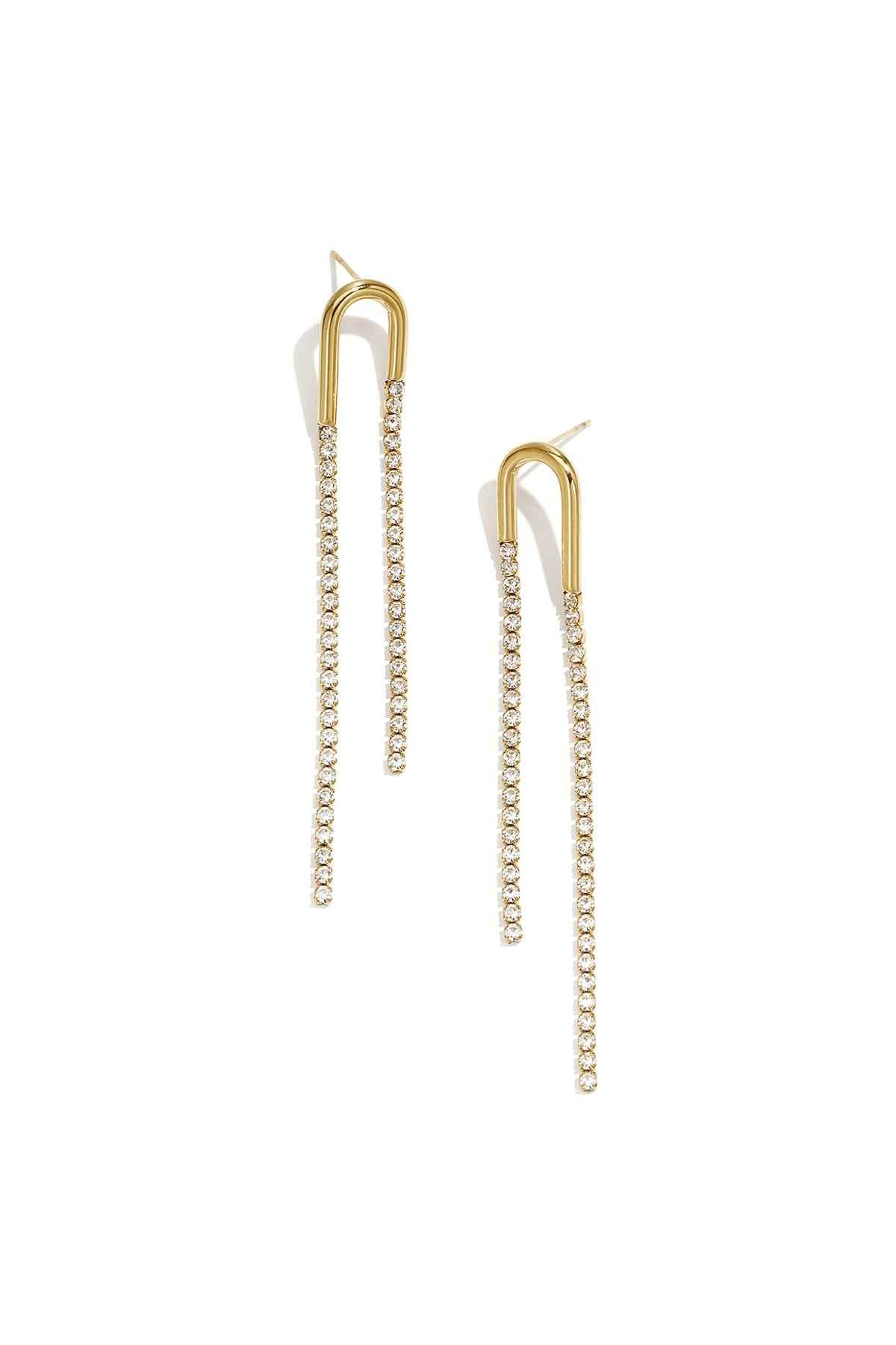 Boucles d'Oreilles Pendantes Chaîne & Strass - Brillez Sans Effort le Soir Femme
