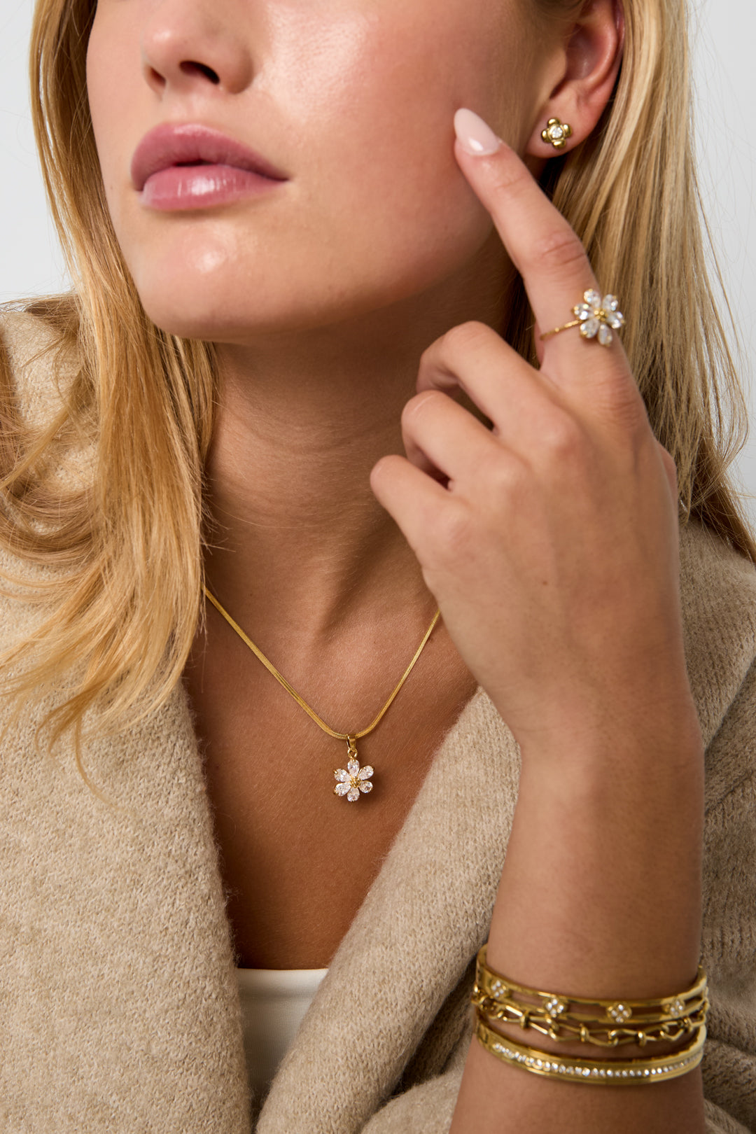 Colliers pendentifs en acier inoxydable, collection Fleur Simple Daily Simple, bijoux pour femmes