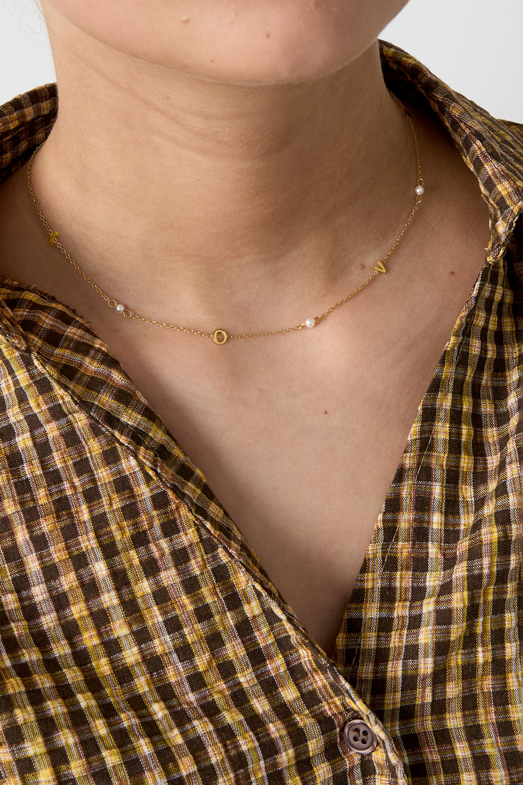 Collier d'amour avec perles acier inoxydable