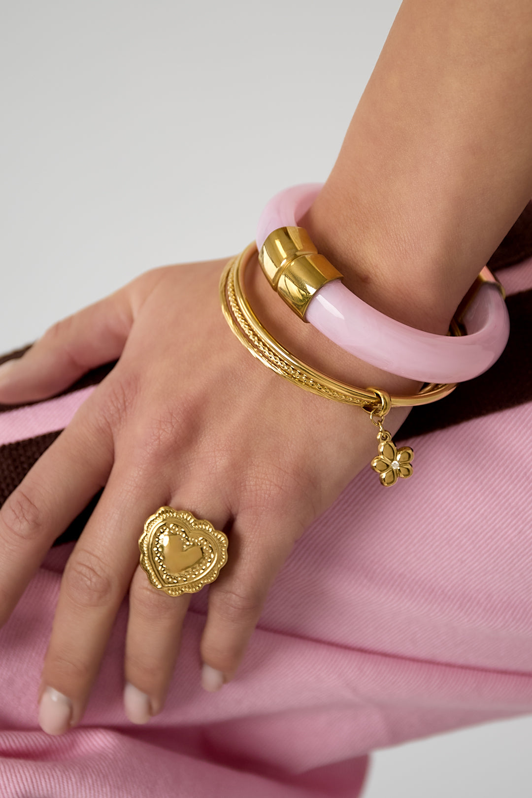 Bracelets avec breloque fleur acier inoxydable