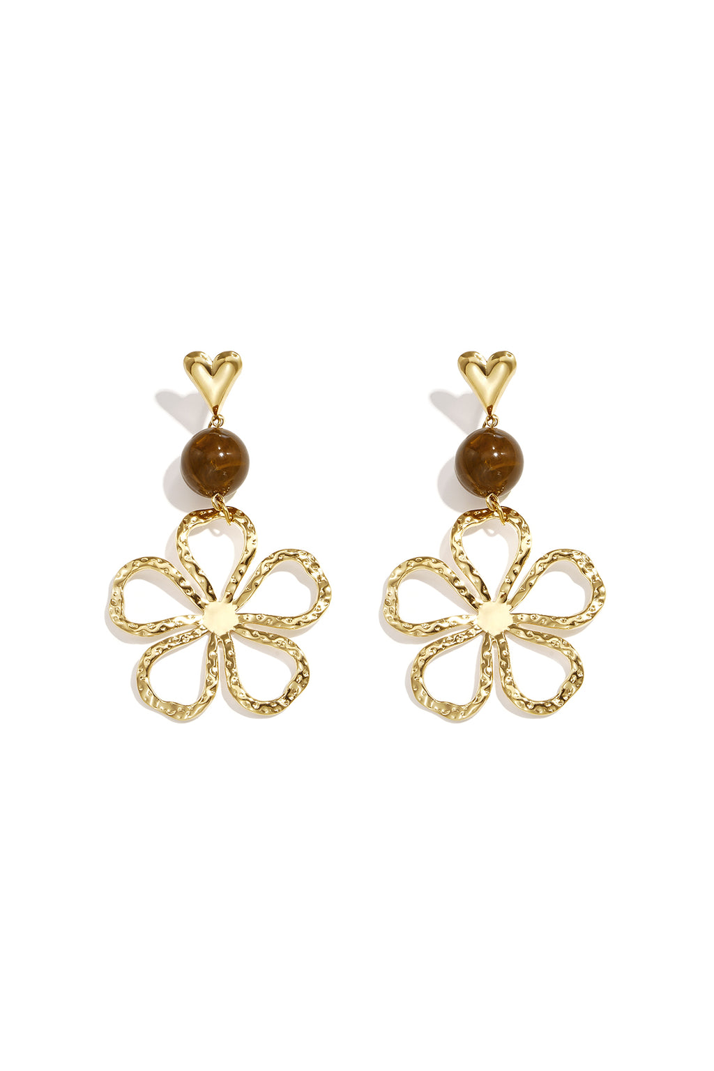 Boucles d'oreilles pendantes en acier inoxydable, motif fleur, collection Daily Simple, bijoux pour femmes