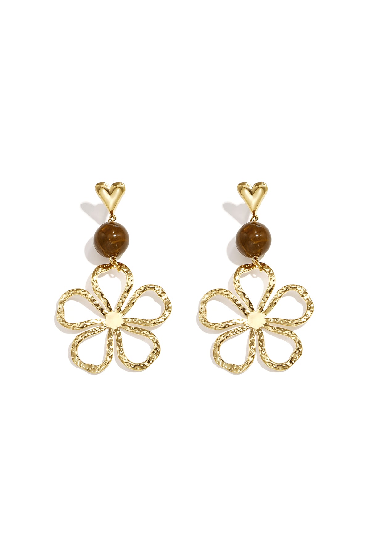 Boucles d'oreilles pendantes en acier inoxydable, motif fleur, collection Daily Simple, bijoux pour femmes