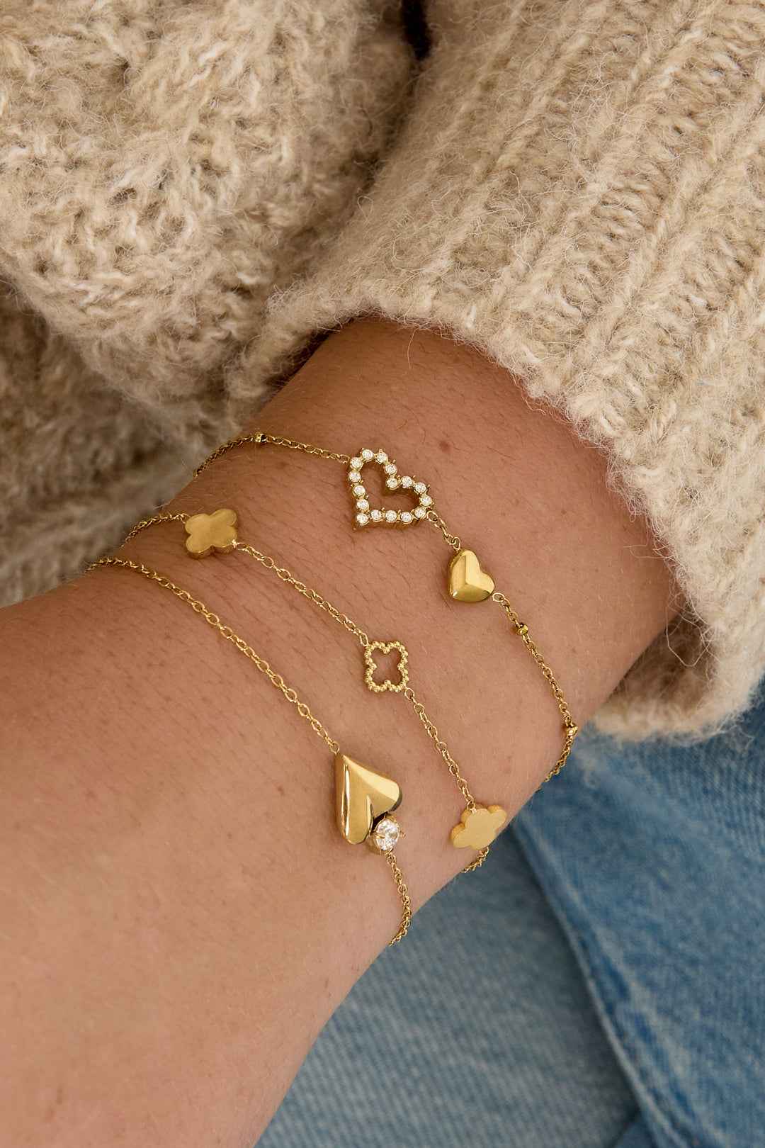 Bracelet Breloque Cœur & Strass - Simplicité Glamour & Éclat Quotidien Femme