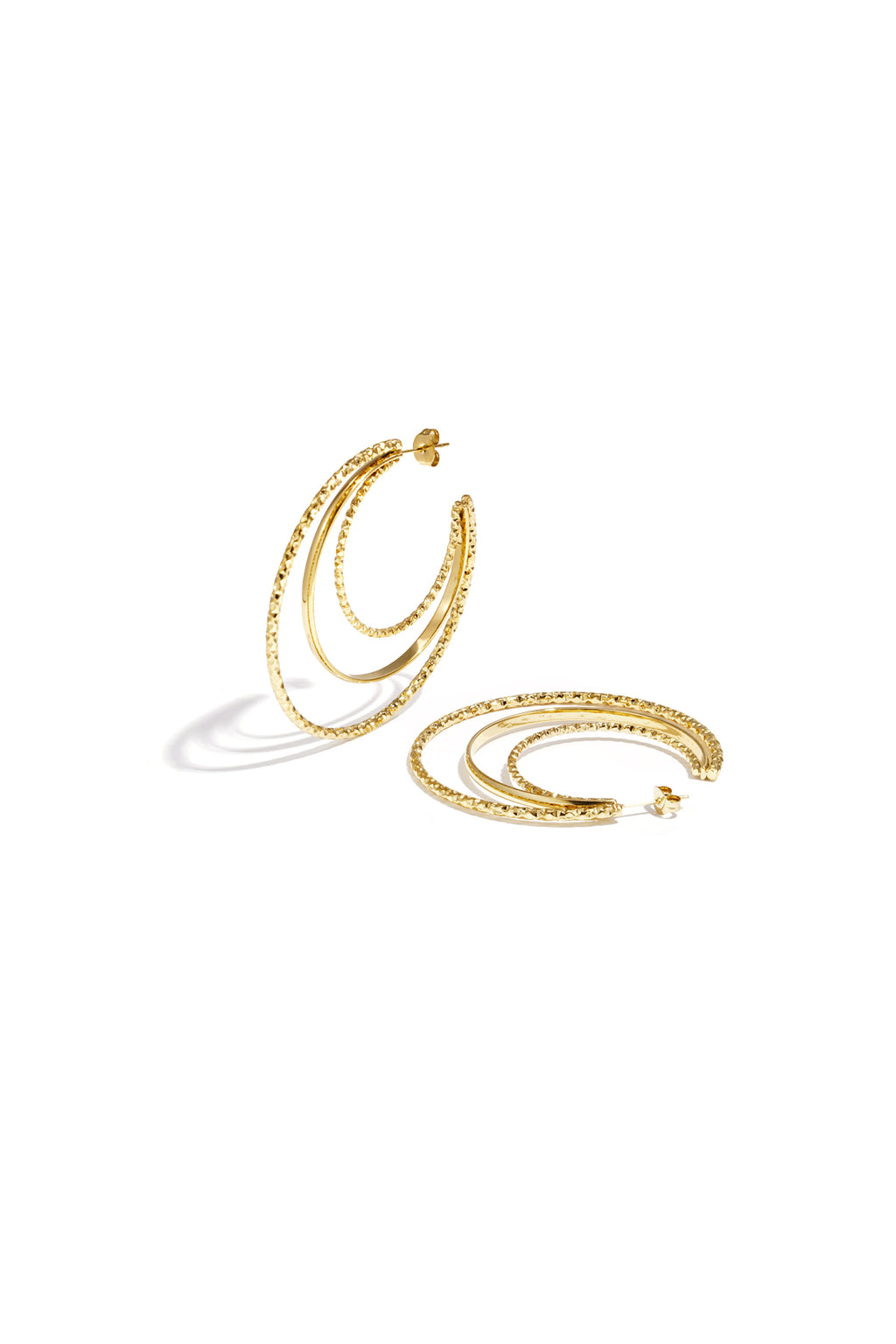 Boucles d'oreilles créoles triples superposées