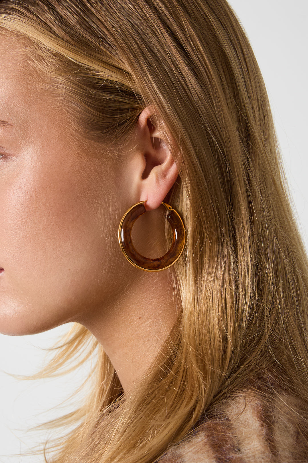 Boucles d'oreilles créoles en résine, forme irrégulière, collection Simple Daily Simple, bijoux pour femmes