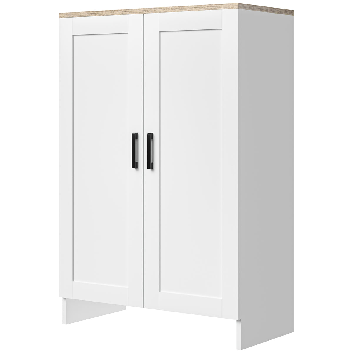 Buffet meuble cuisine rangement avec placard à portes et étagères réglables, 60 x 30 x 90 cm, blanc