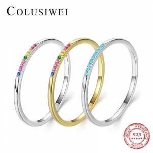 Bagues empilables Colusiwei en argent S925 serties de zirconiums