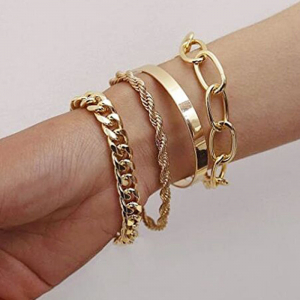 Bracelet en alliage métal + chaîne torsadée