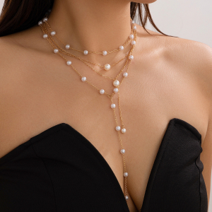 Collier de perles multicouches ensemble de 4 pièces