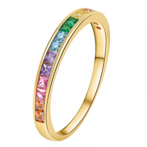 Bague argentée multicolore en zircon