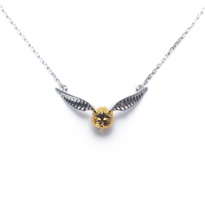 Collier Harry Potter inspiré du Vif d'or, plaqué argent 925 et or