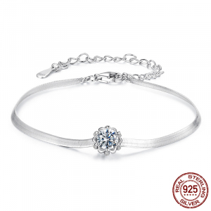 Bracelet en argent plat fleur