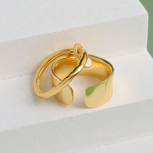 Bague argentée ronde, bague ouverte